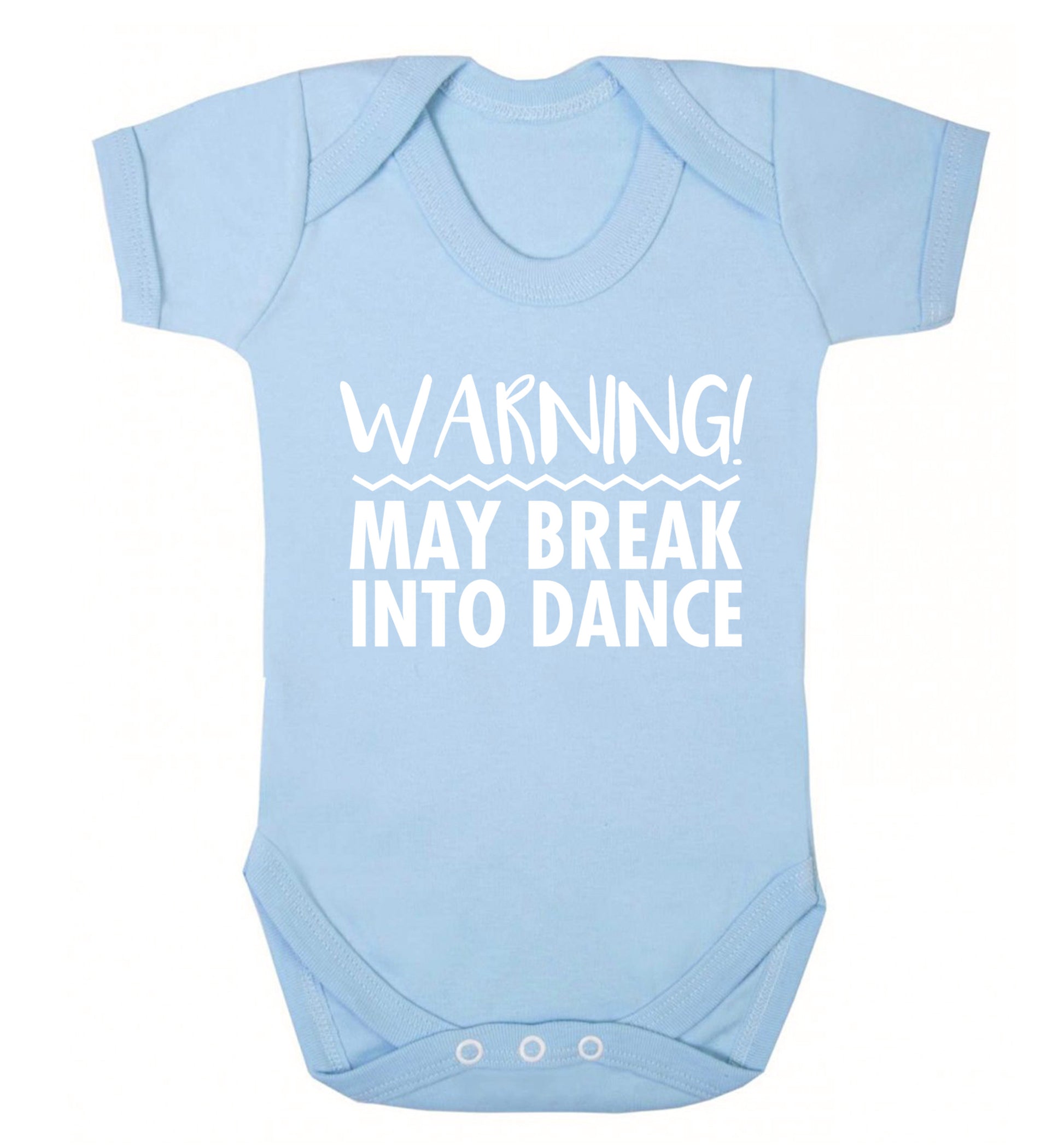 Warning may break into dance Baby Vest pale blue 18-24 months