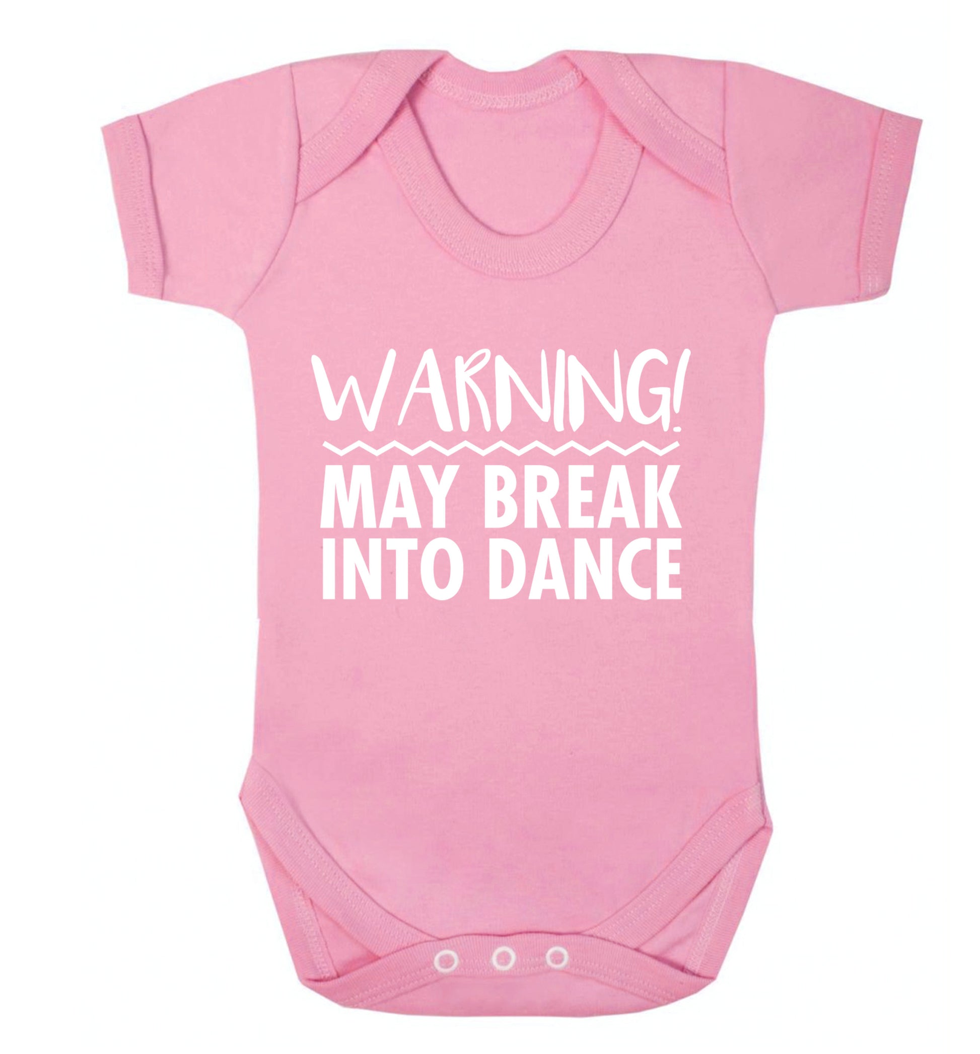 Warning may break into dance Baby Vest pale pink 18-24 months
