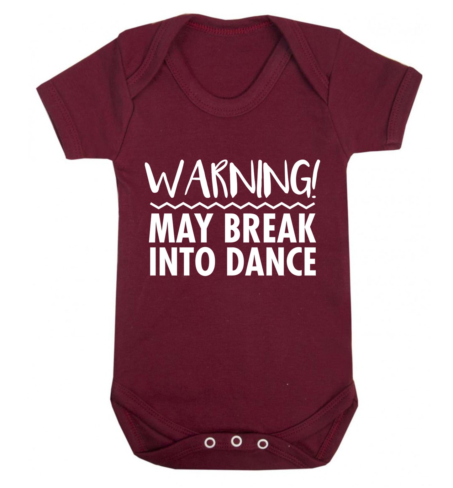 Warning may break into dance Baby Vest maroon 18-24 months