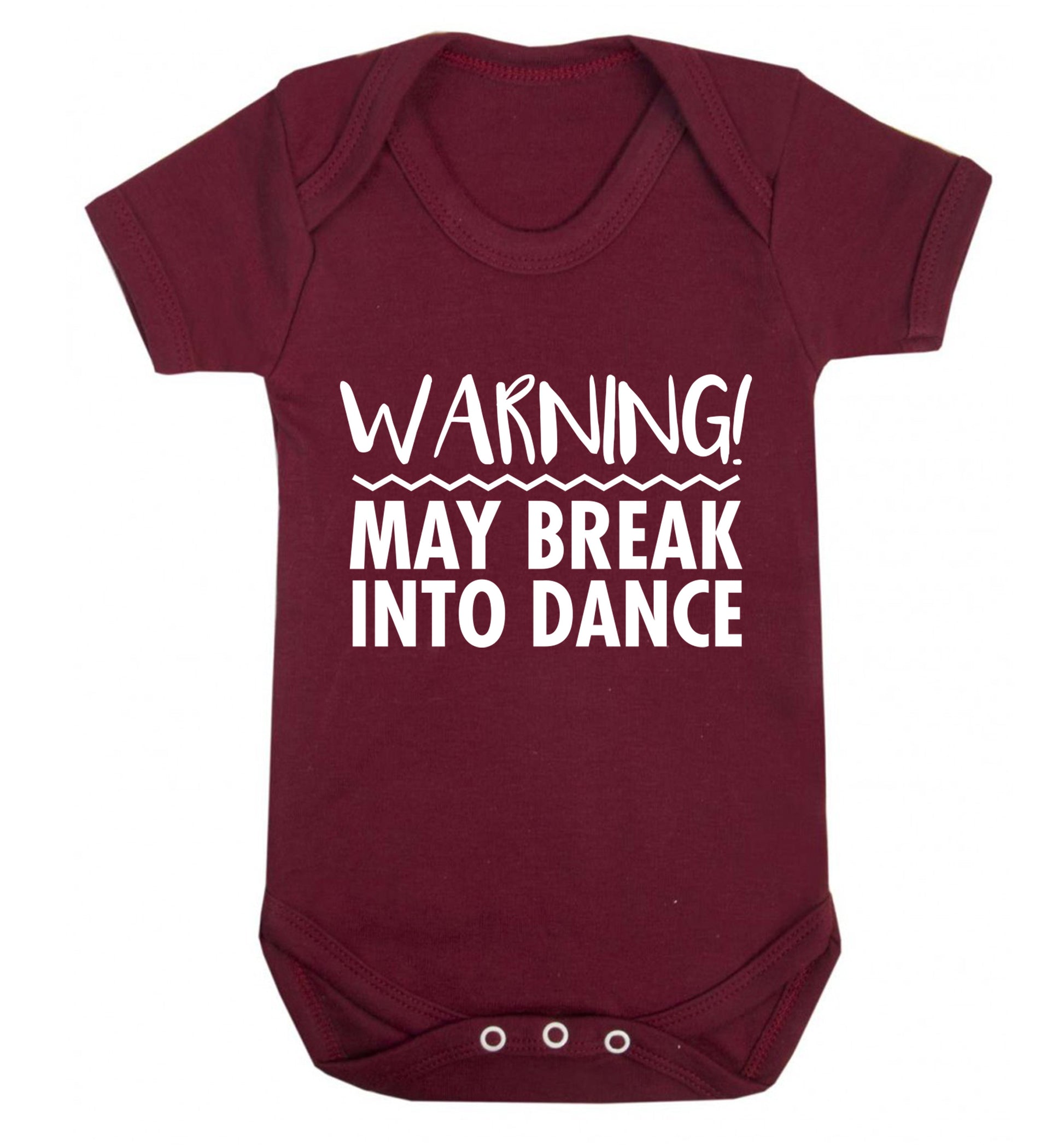 Warning may break into dance Baby Vest maroon 18-24 months