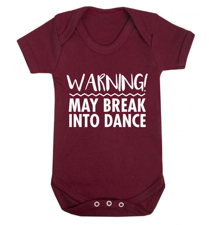 Warning may break into dance Baby Vest maroon 18-24 months