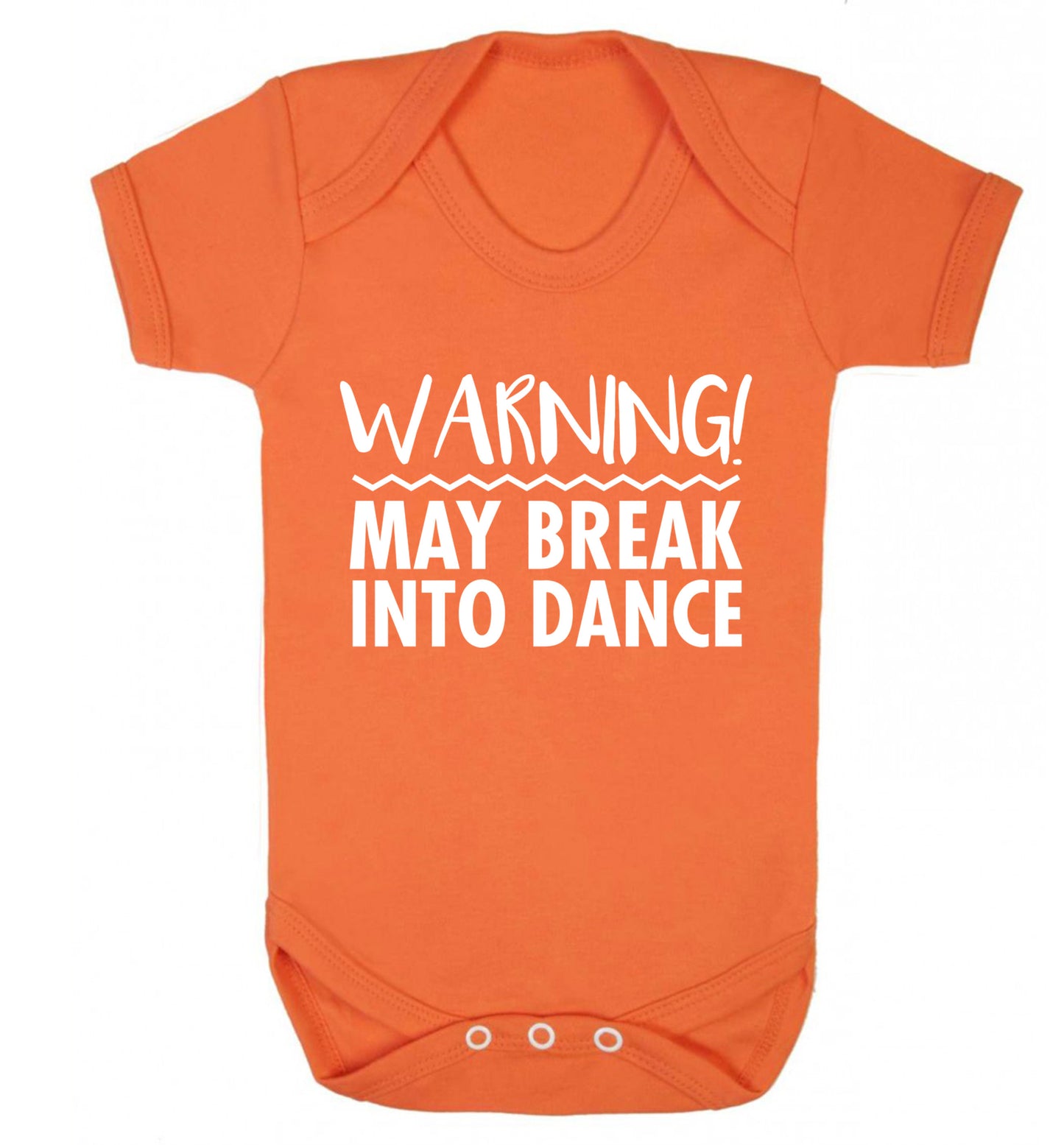 Warning may break into dance Baby Vest orange 18-24 months