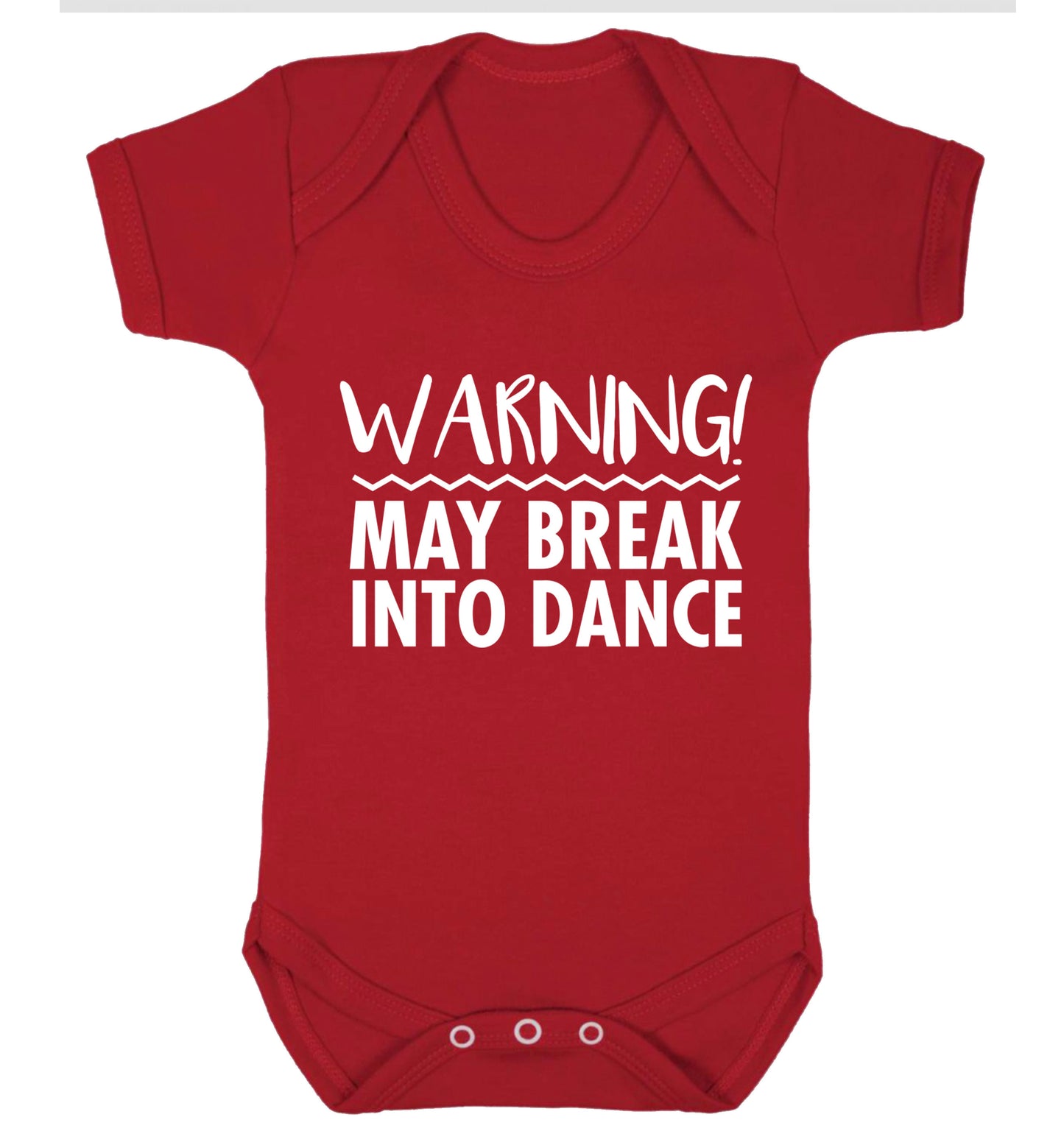 Warning may break into dance Baby Vest red 18-24 months