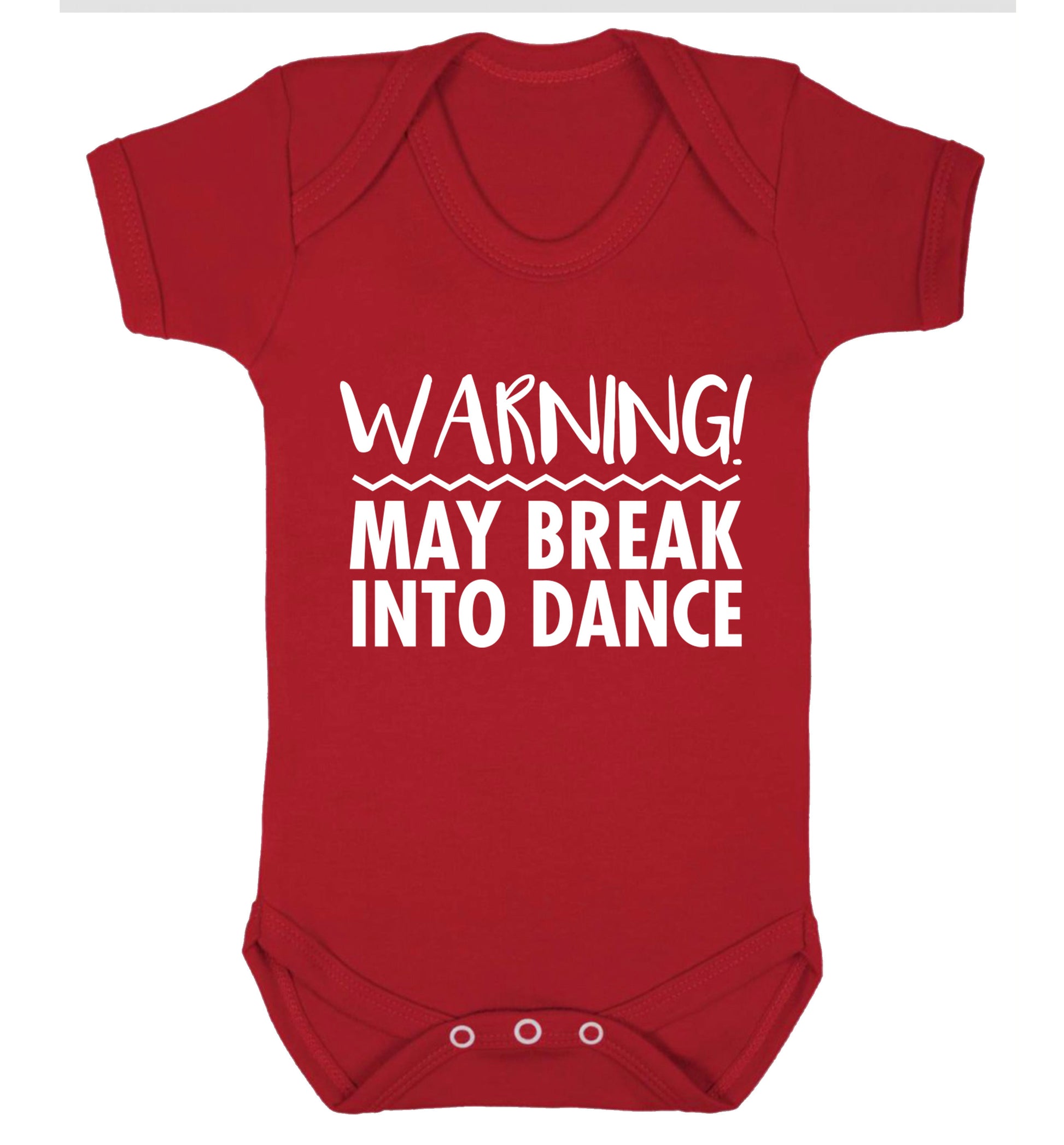 Warning may break into dance Baby Vest red 18-24 months