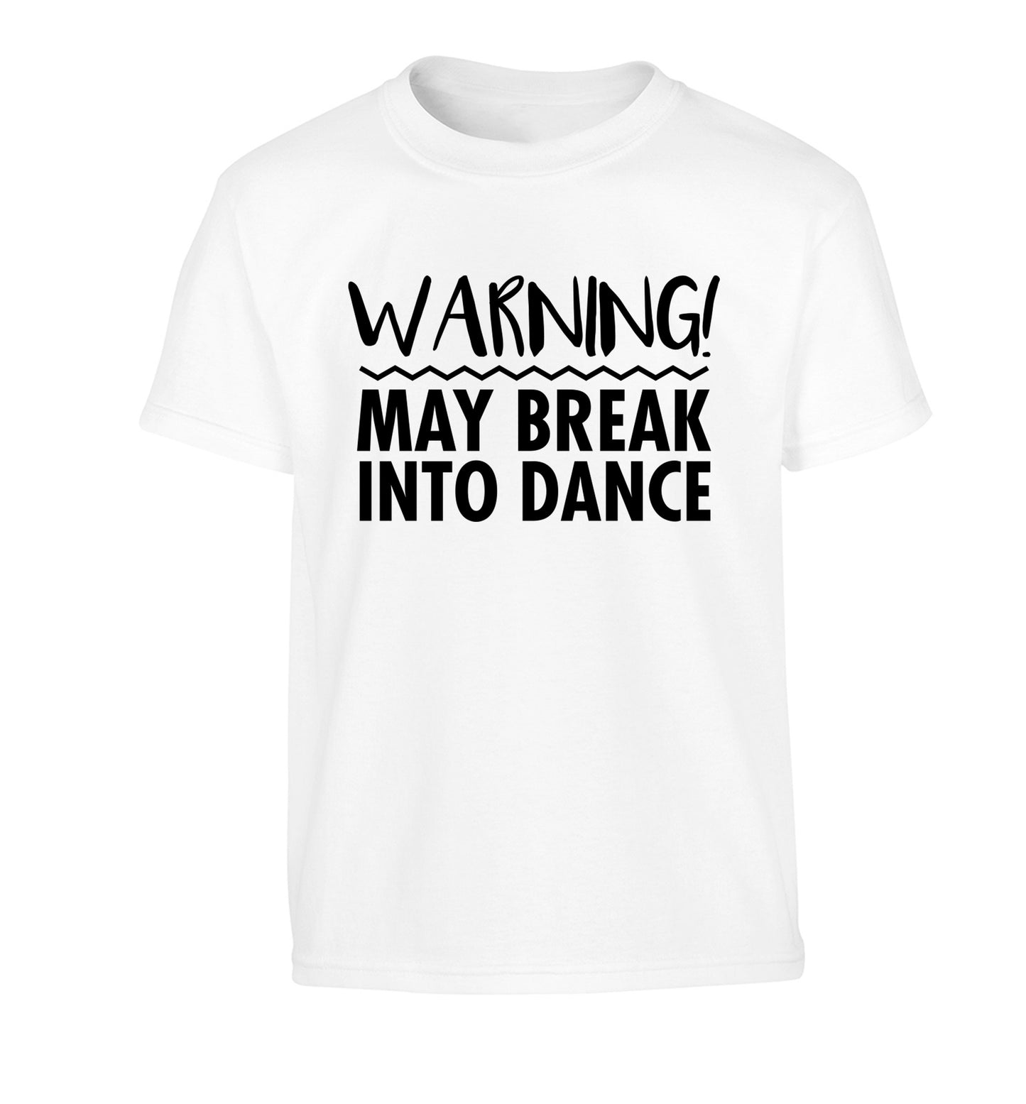 Warning may break into dance Children's white Tshirt 12-14 Years