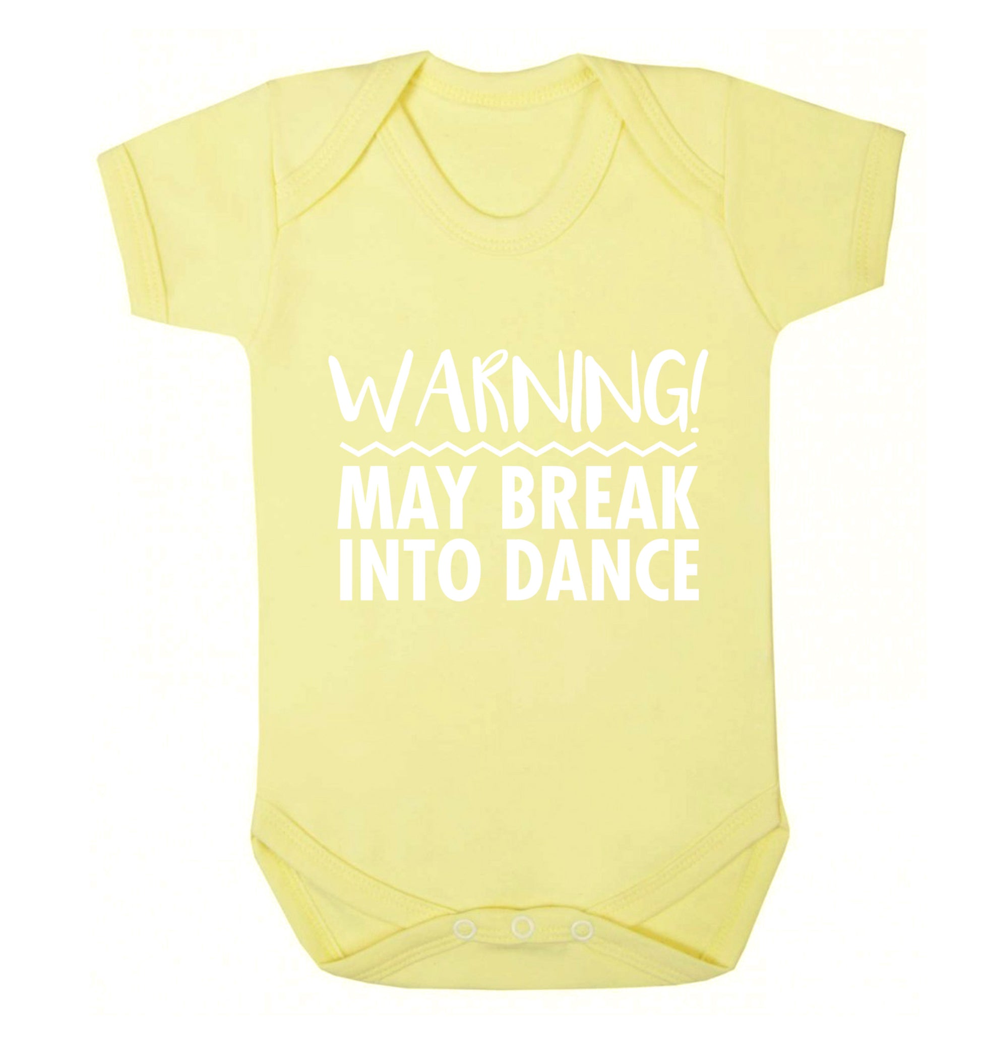 Warning may break into dance Baby Vest pale yellow 18-24 months