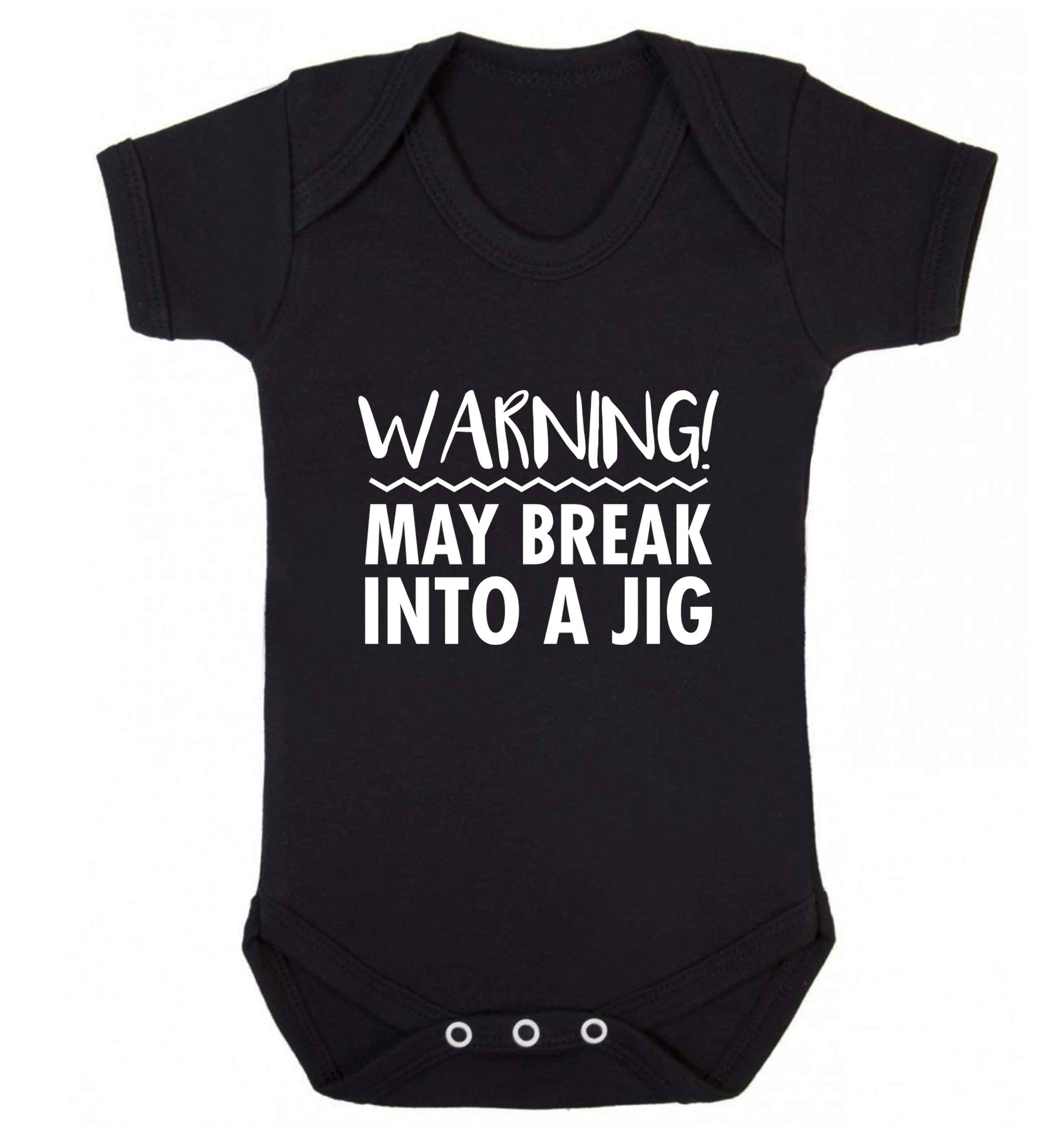 Warning may break into a jig baby vest black 18-24 months