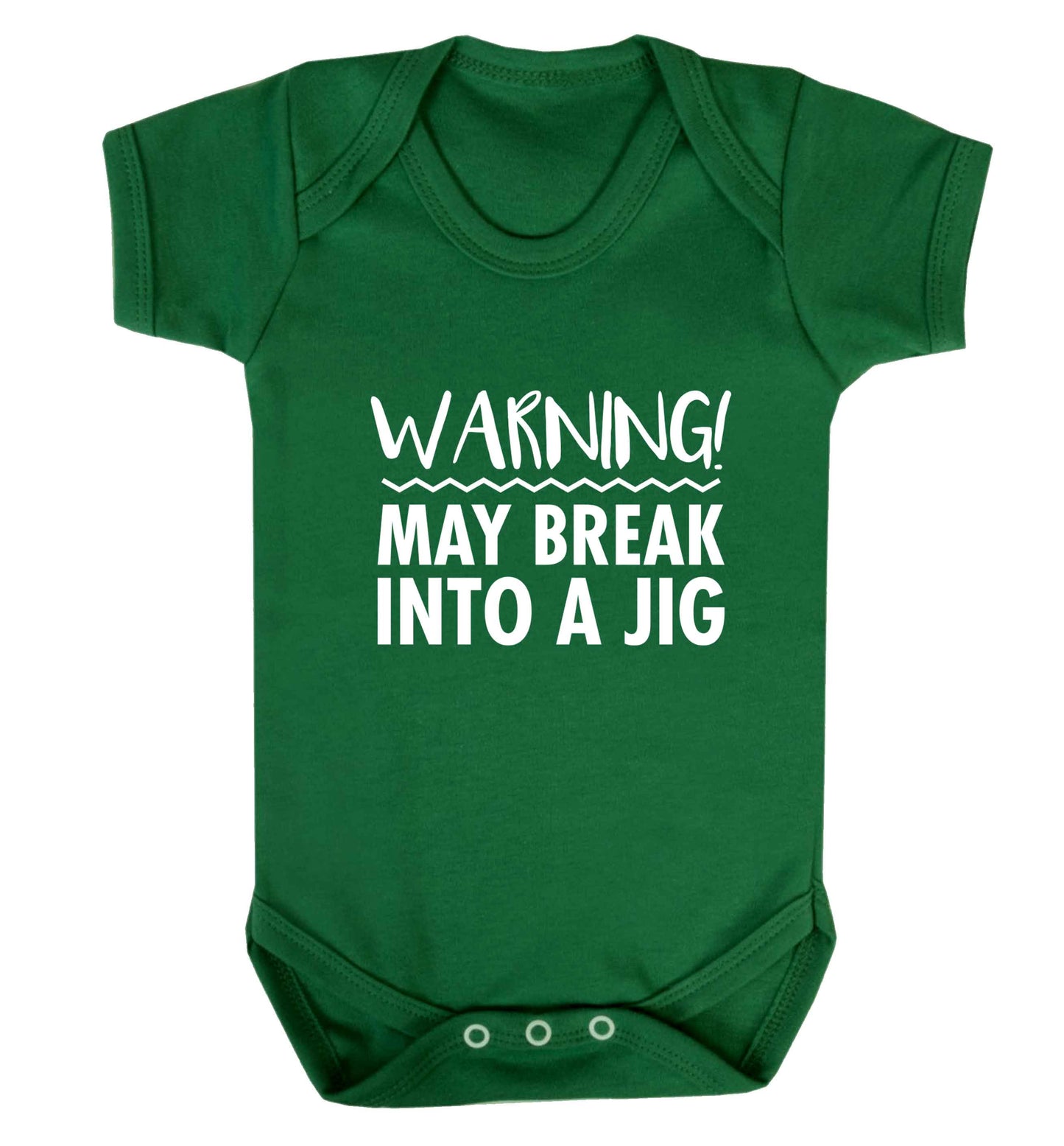 Warning may break into a jig baby vest green 18-24 months