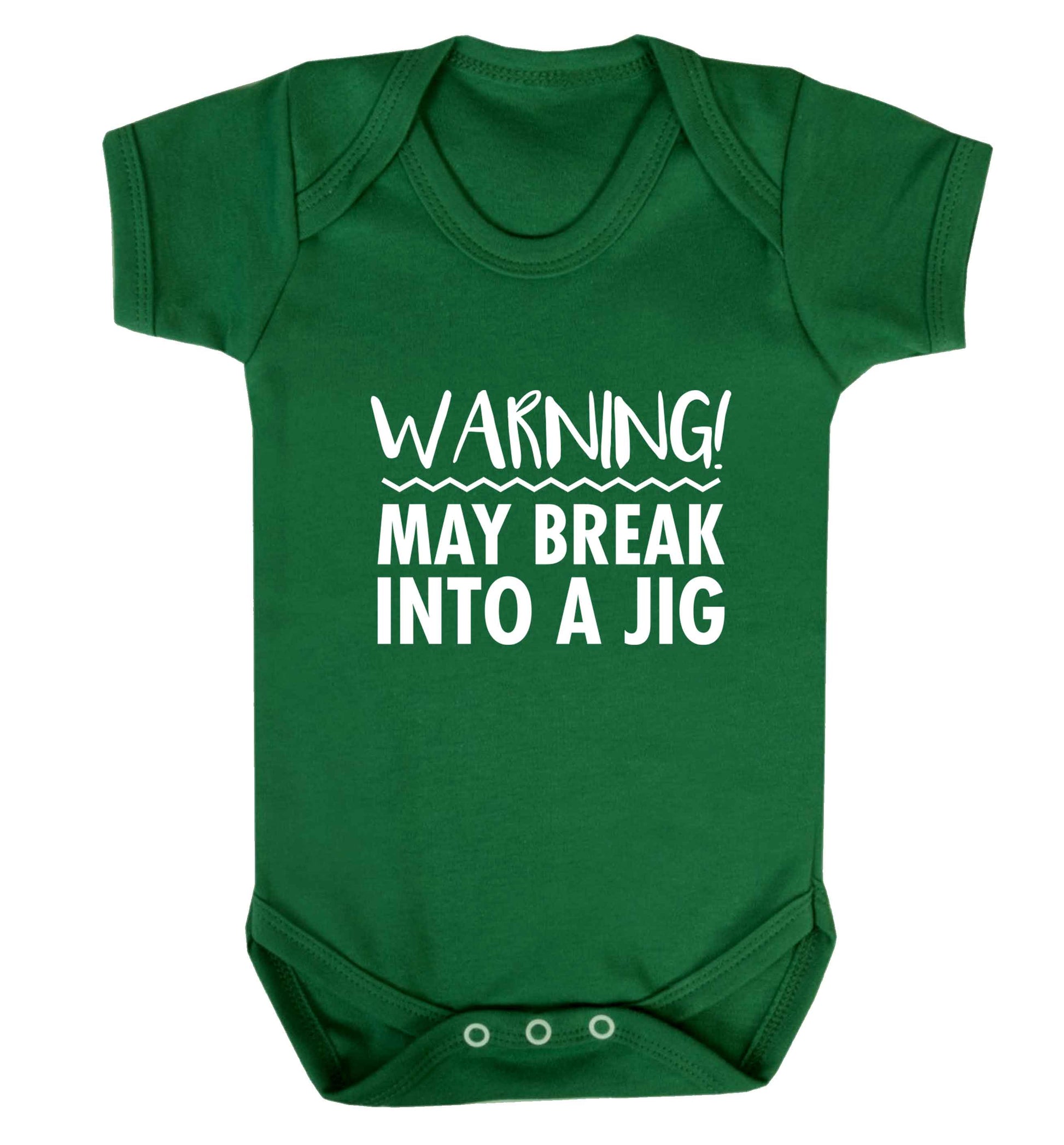 Warning may break into a jig baby vest green 18-24 months