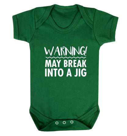Warning may break into a jig baby vest green 18-24 months