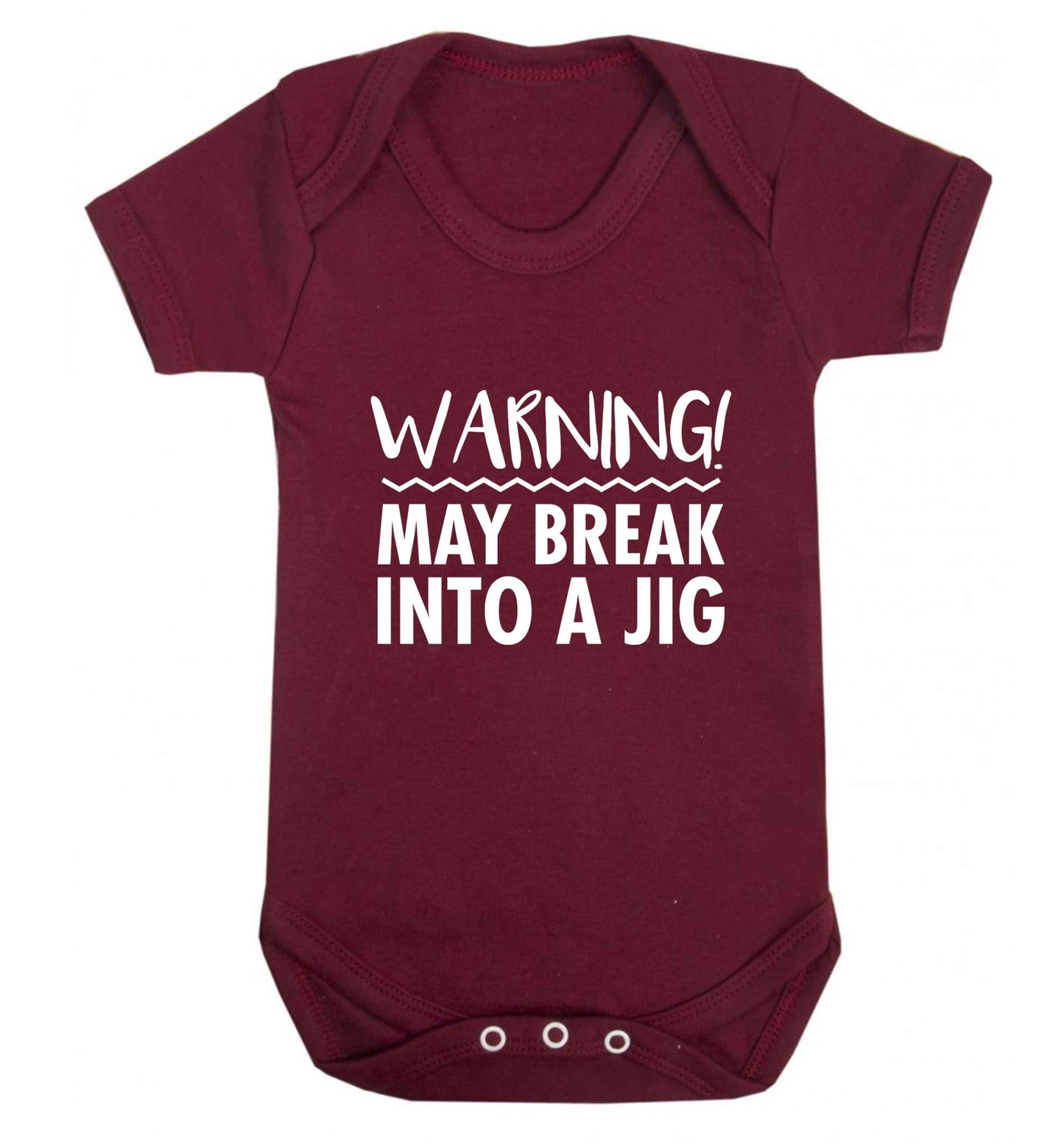 Warning may break into a jig baby vest maroon 18-24 months