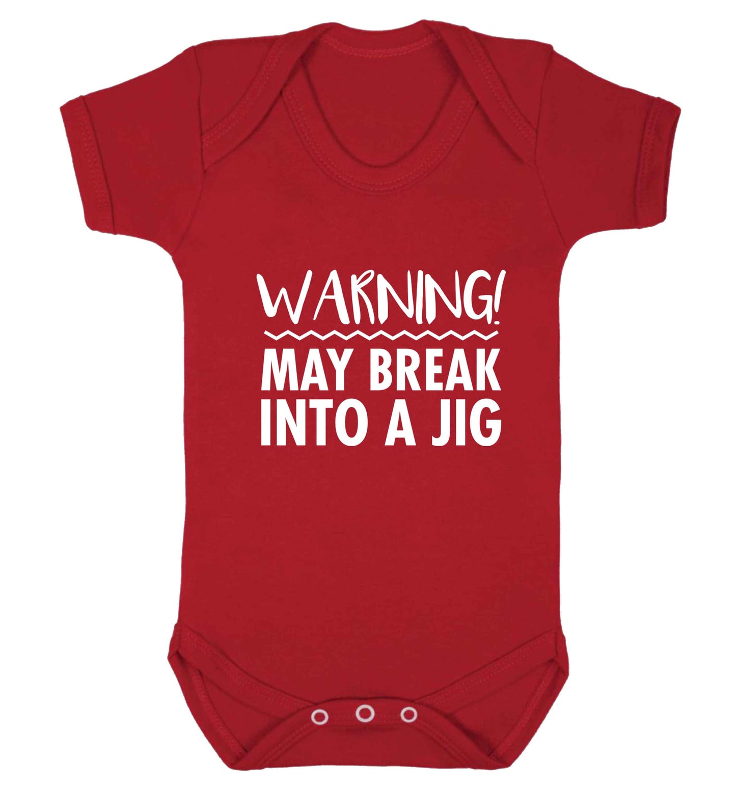 Warning may break into a jig baby vest red 18-24 months