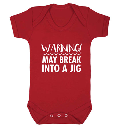 Warning may break into a jig baby vest red 18-24 months
