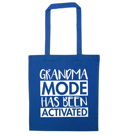 Grandma mode activated blue tote bag
