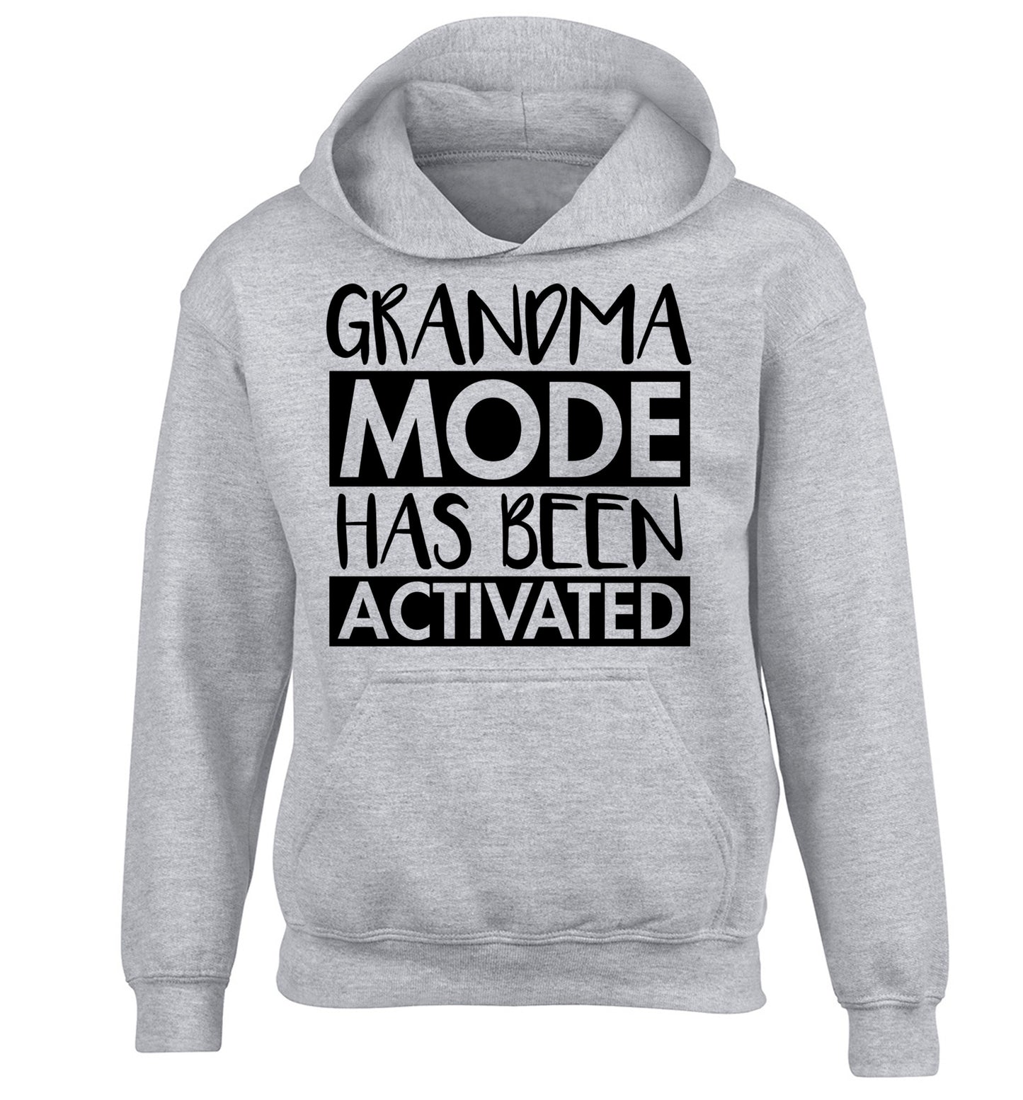 Grandma mode activated children's grey hoodie 12-14 Years