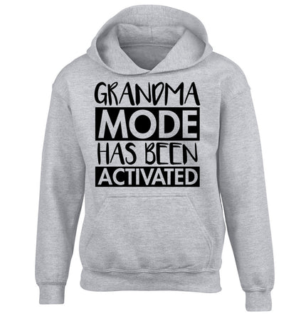 Grandma mode activated children's grey hoodie 12-14 Years