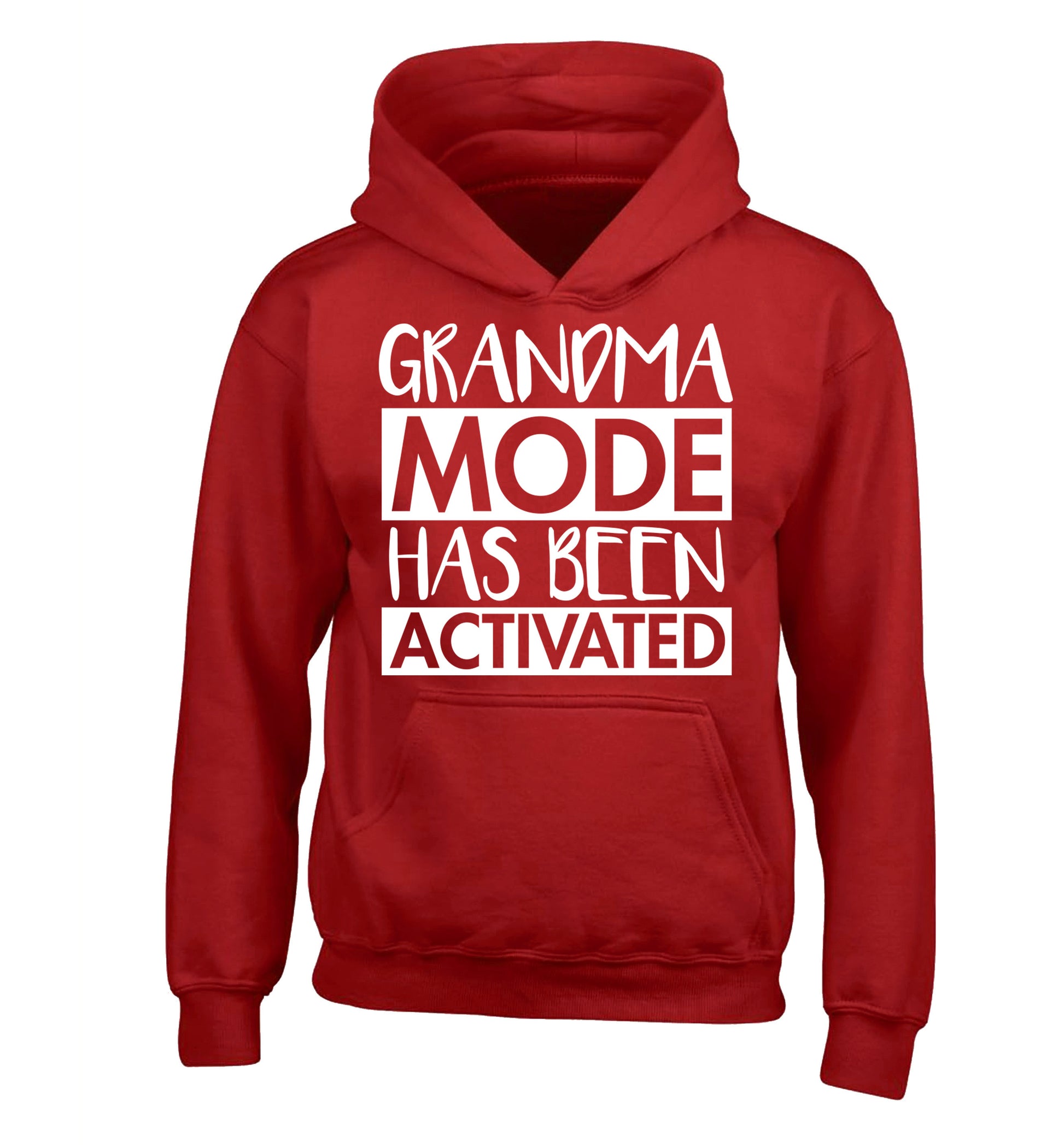 Grandma mode activated children's red hoodie 12-14 Years