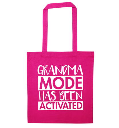 Grandma mode activated pink tote bag