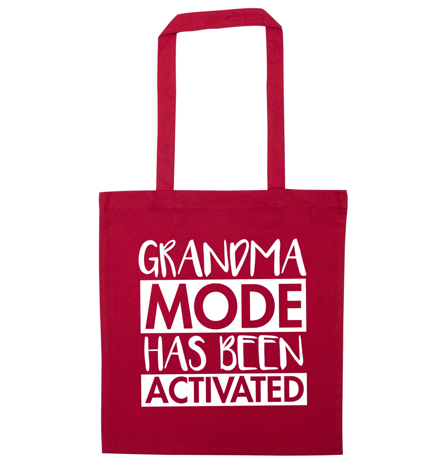 Grandma mode activated red tote bag