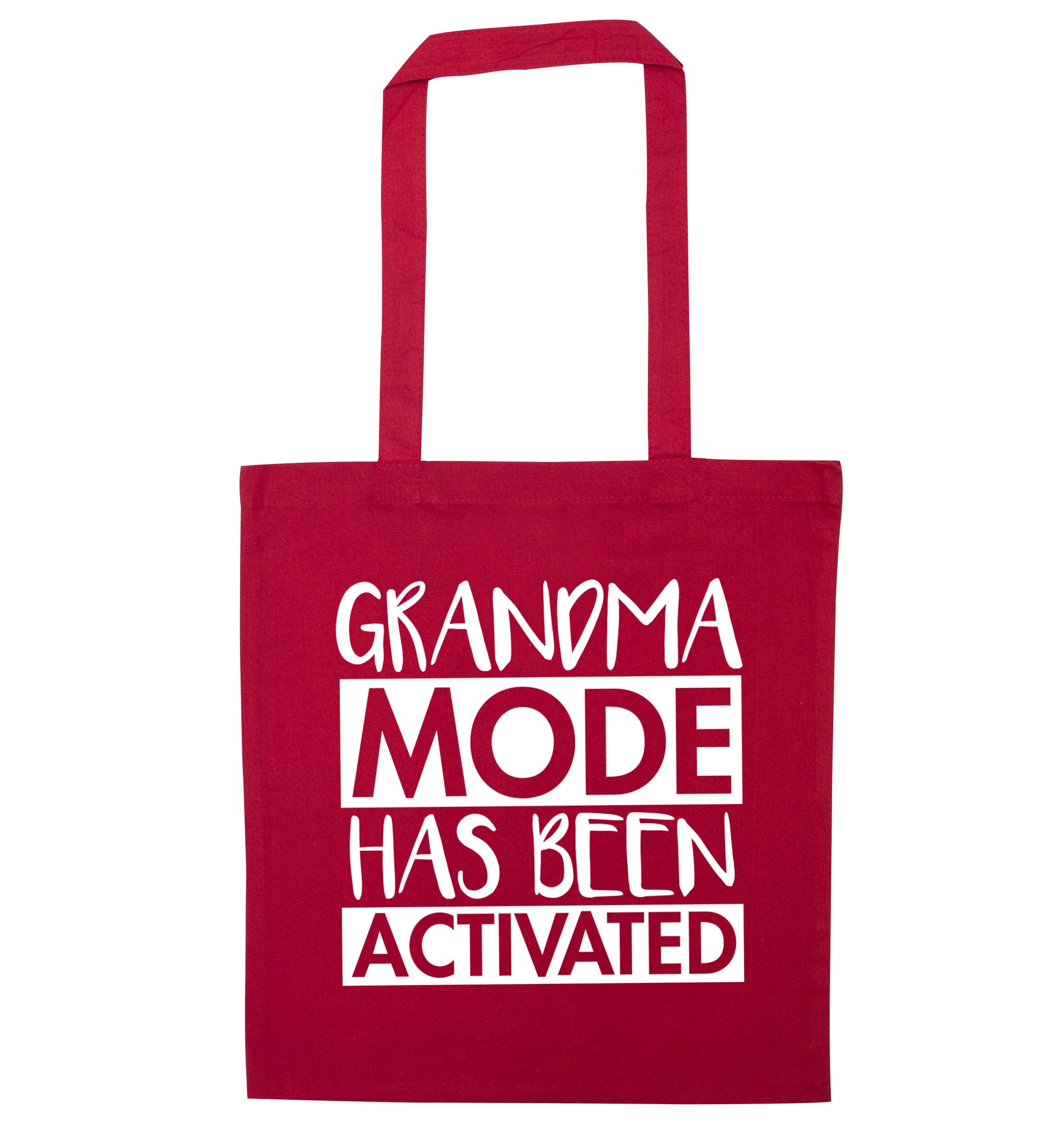 Grandma mode activated red tote bag