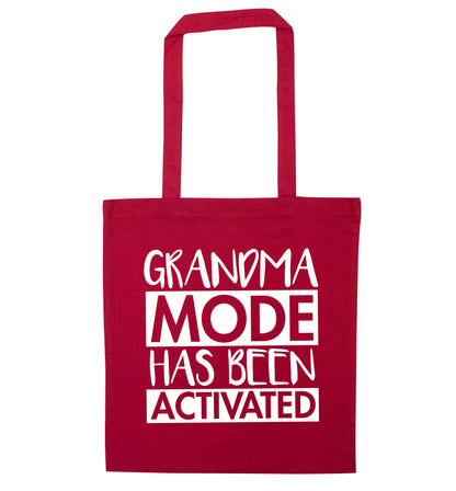 Grandma mode activated red tote bag