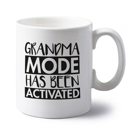 Grandma mode activated left handed white ceramic mug 