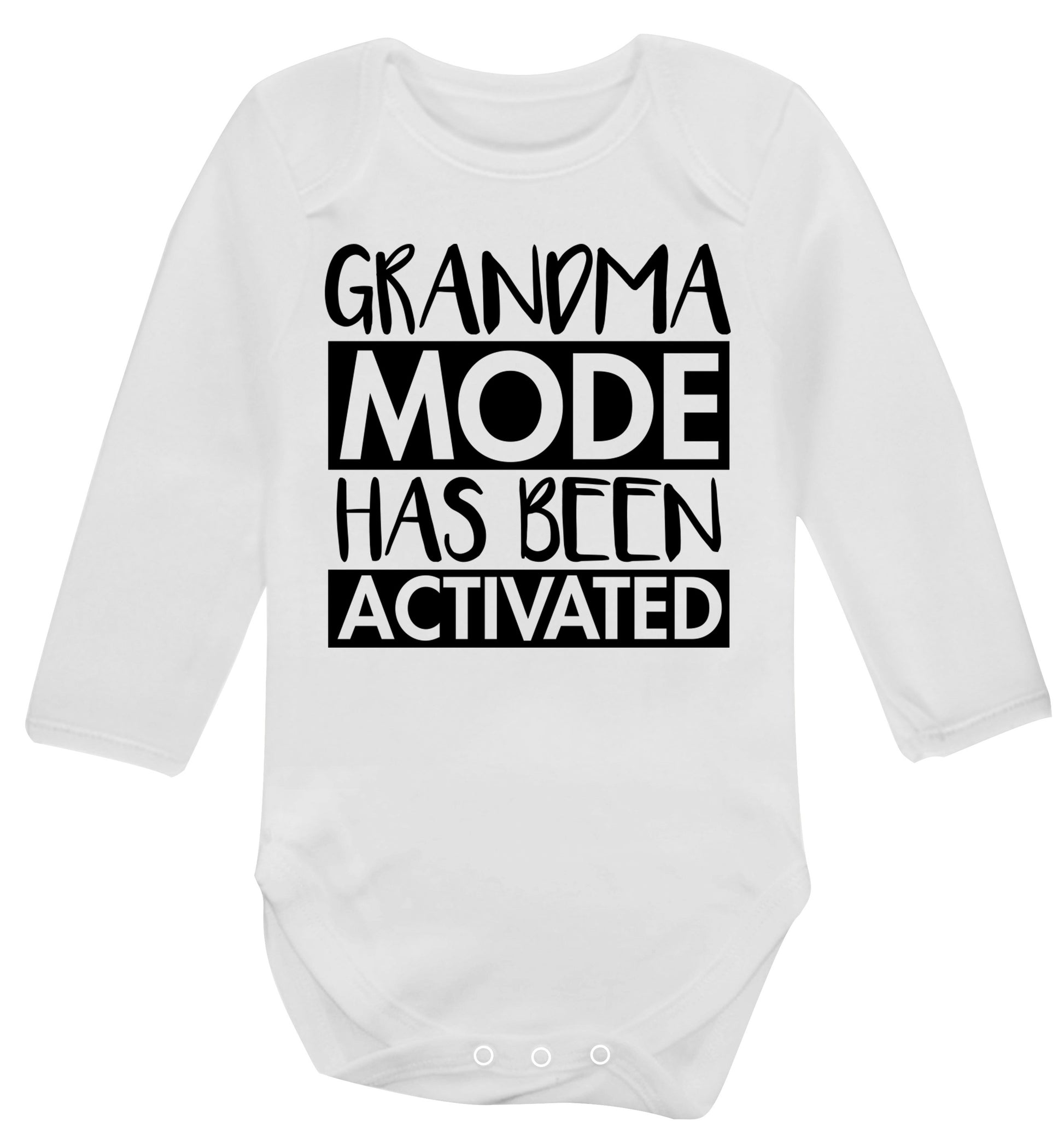 Grandma mode activated Baby Vest long sleeved white 6-12 months