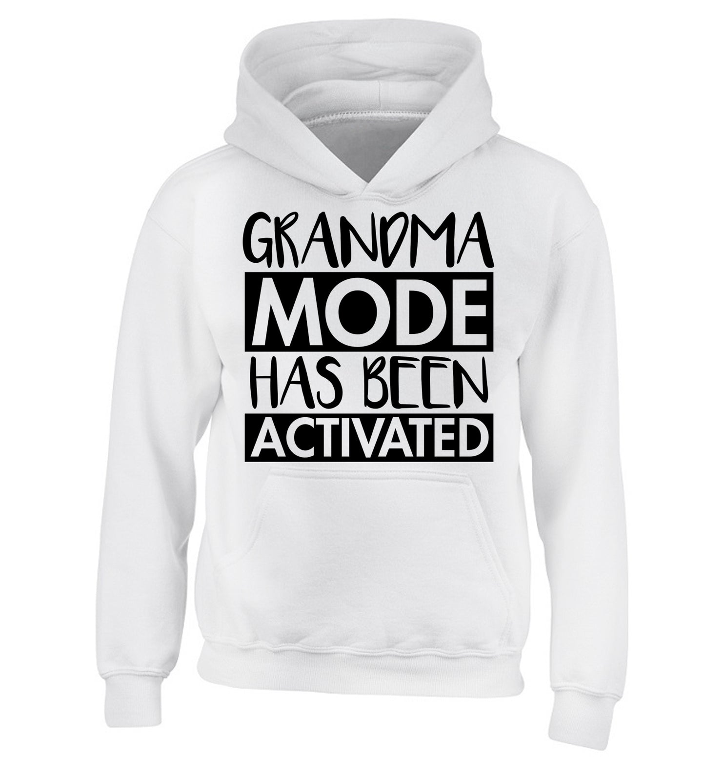 Grandma mode activated children's white hoodie 12-14 Years