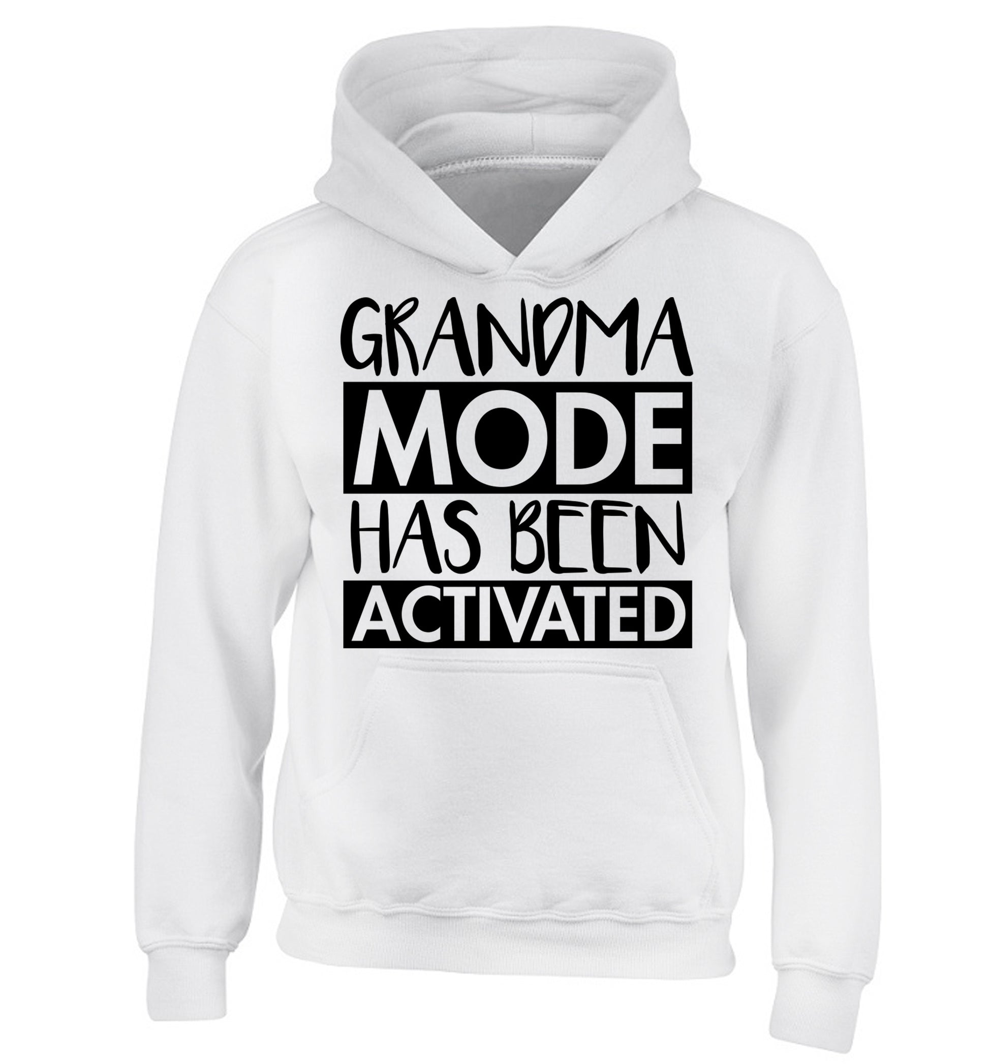 Grandma mode activated children's white hoodie 12-14 Years