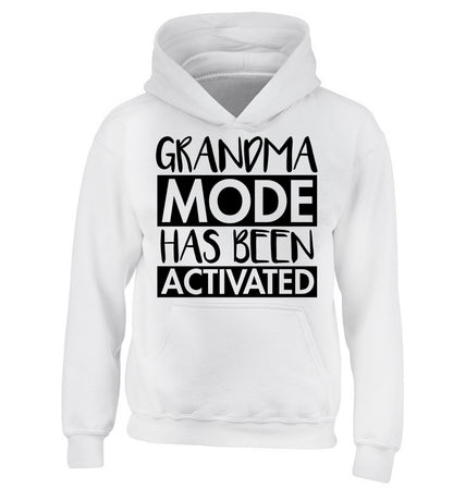 Grandma mode activated children's white hoodie 12-14 Years