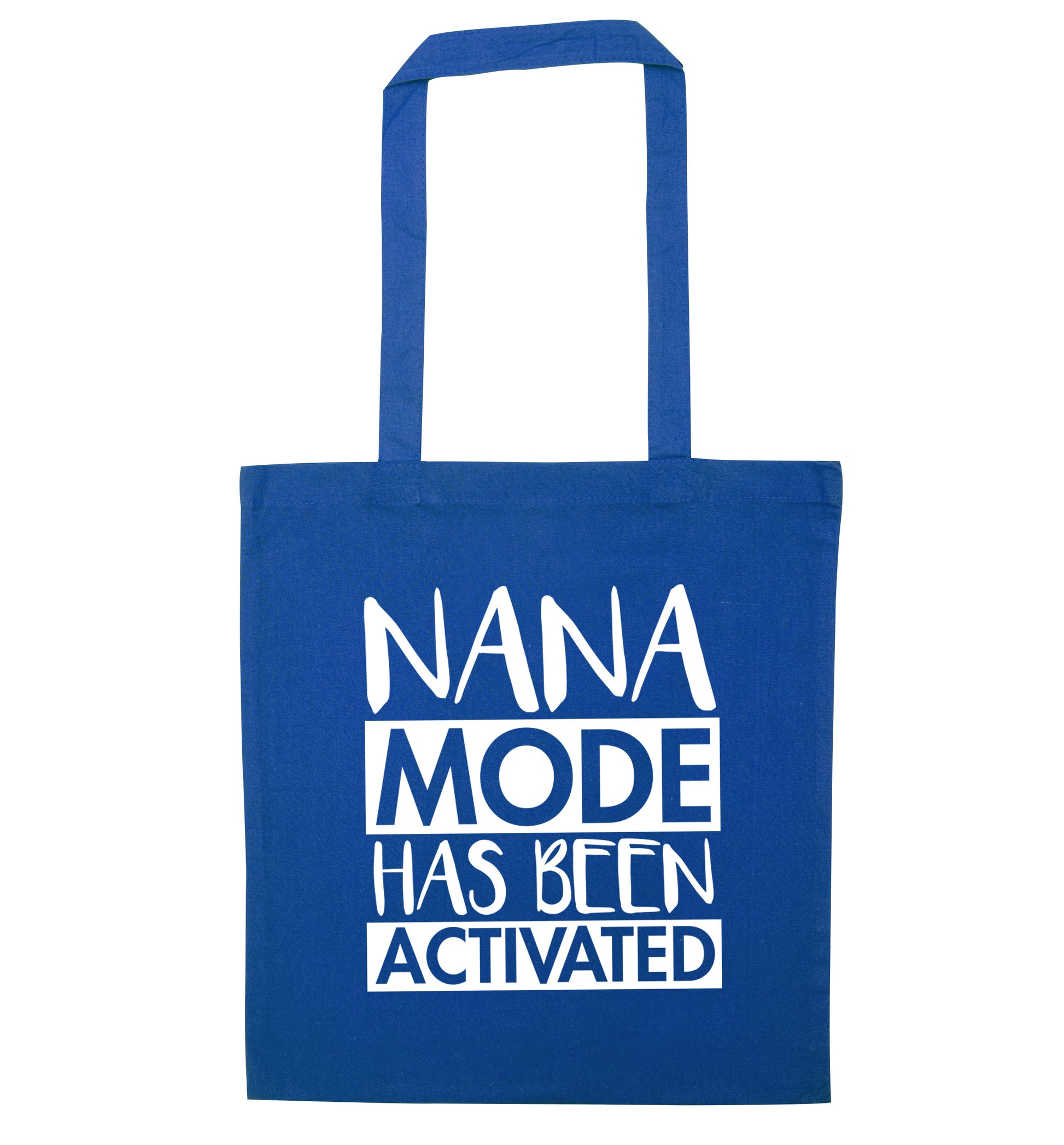 Nana mode activated blue tote bag