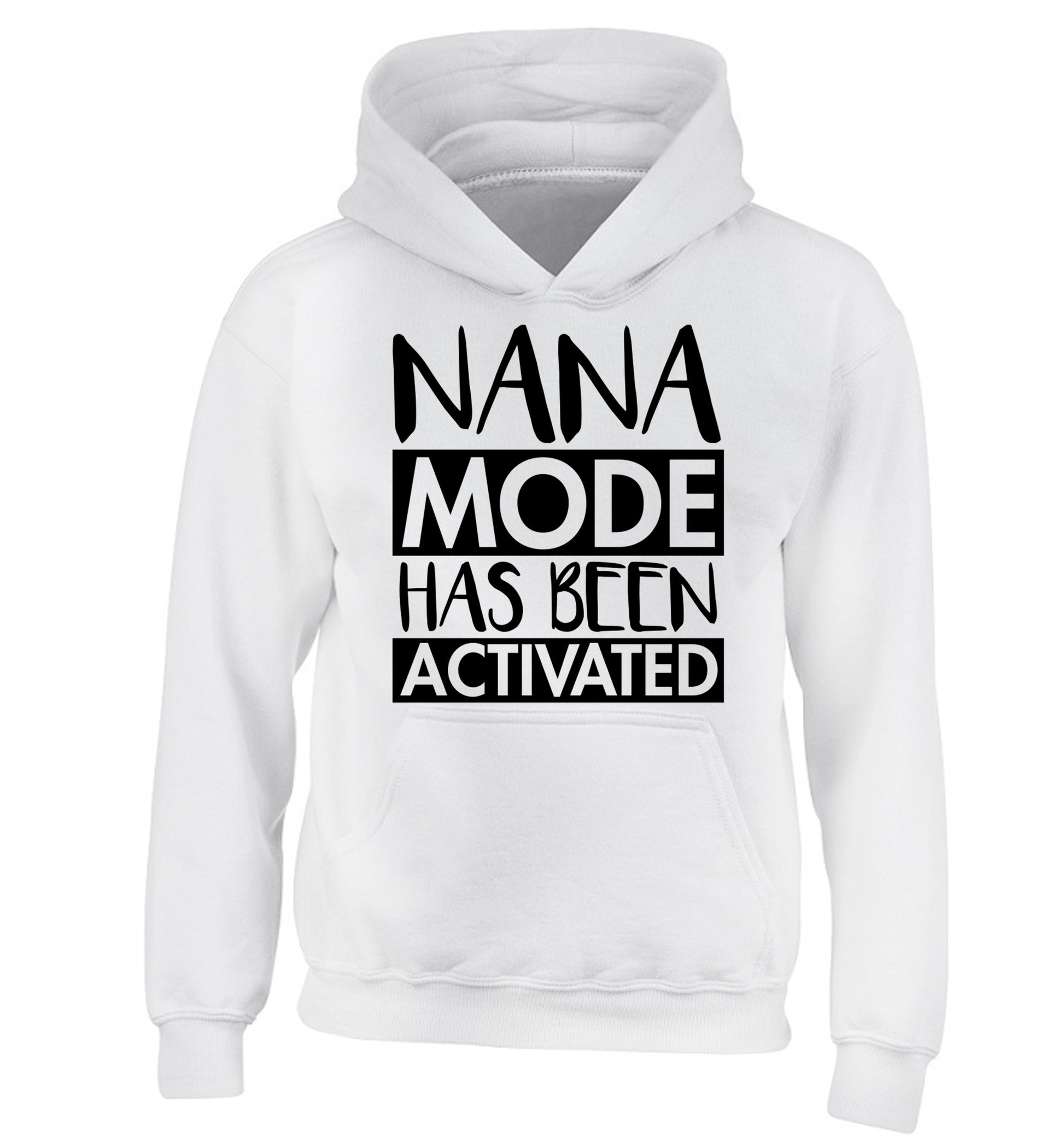Nana mode activated children's white hoodie 12-14 Years