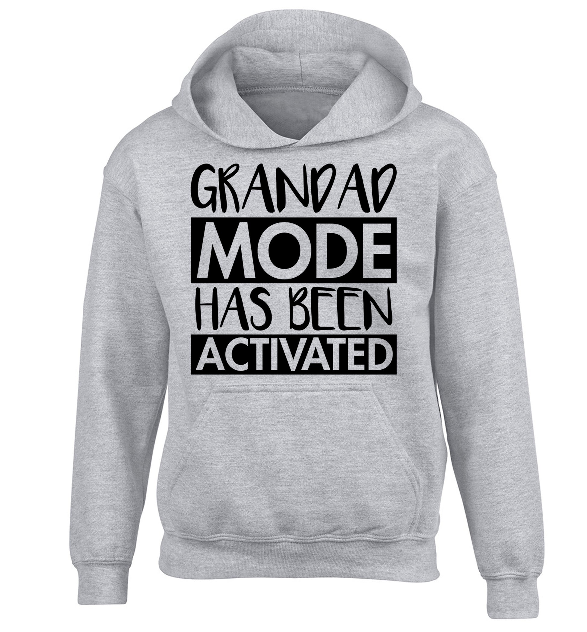Grandad mode activated children's grey hoodie 12-14 Years