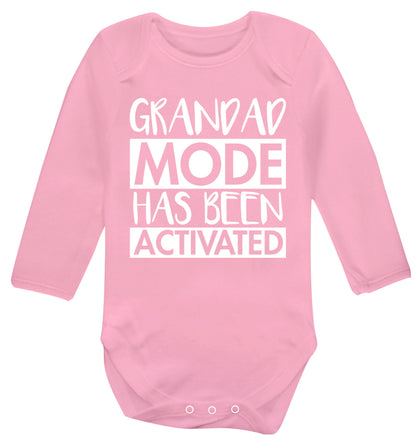 Grandad mode activated Baby Vest long sleeved pale pink 6-12 months