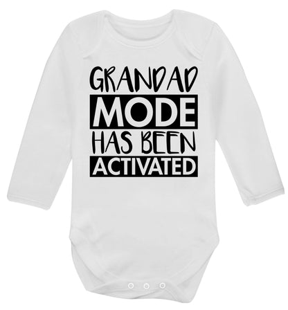 Grandad mode activated Baby Vest long sleeved white 6-12 months