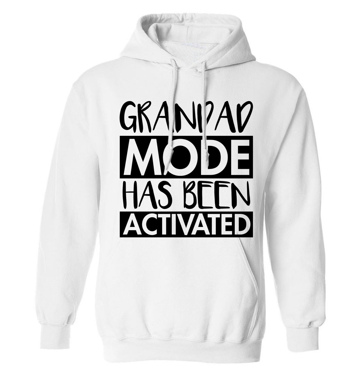 Grandad mode activated adults unisex white hoodie 2XL