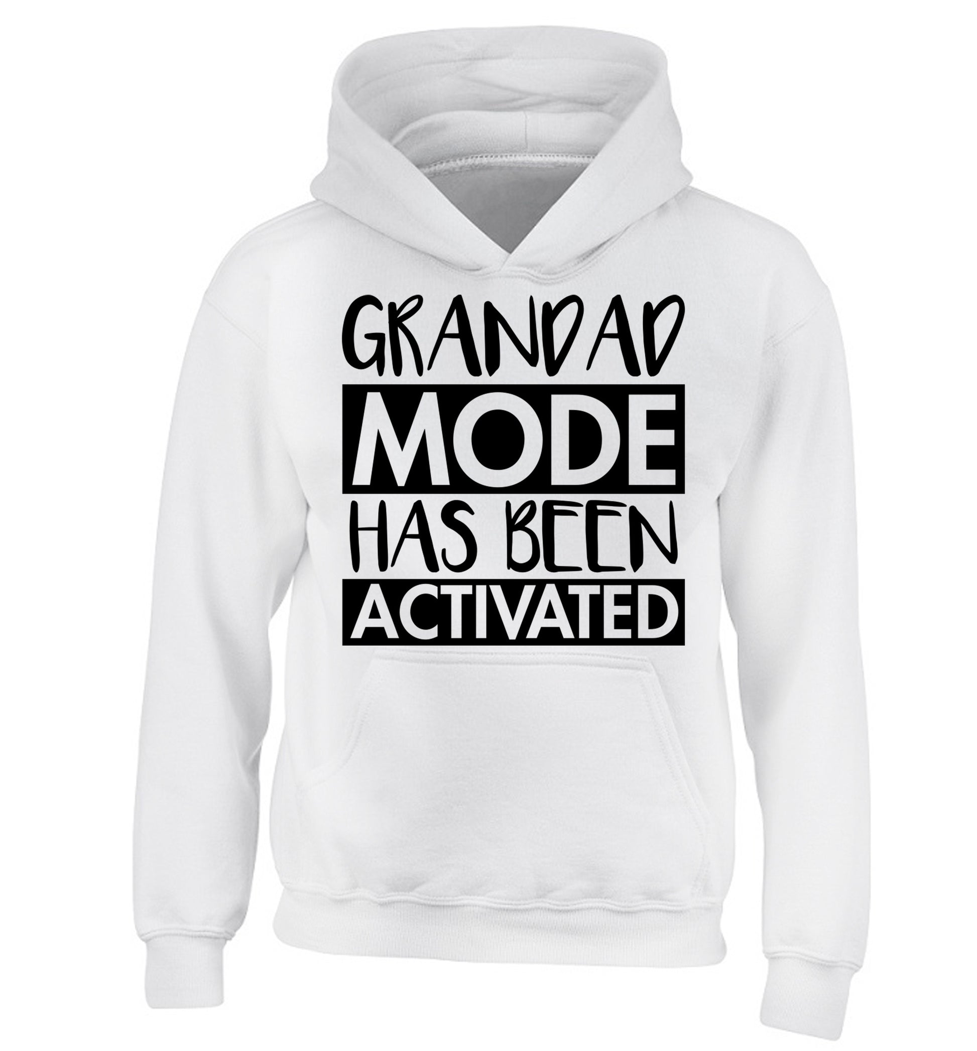 Grandad mode activated children's white hoodie 12-14 Years