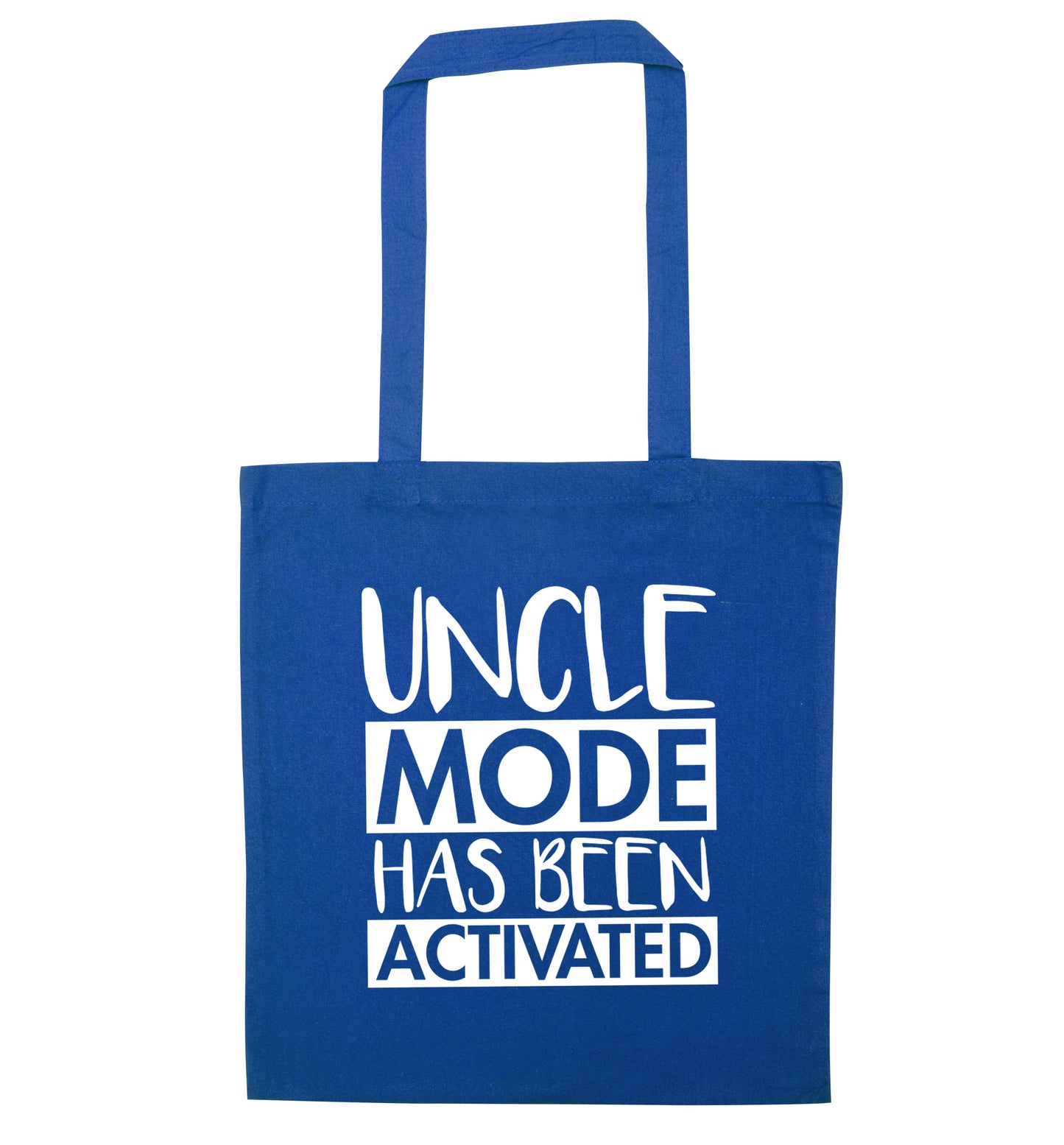 Uncle mode activated blue tote bag