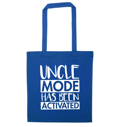 Uncle mode activated blue tote bag