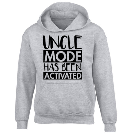 Uncle mode activated children's grey hoodie 12-14 Years