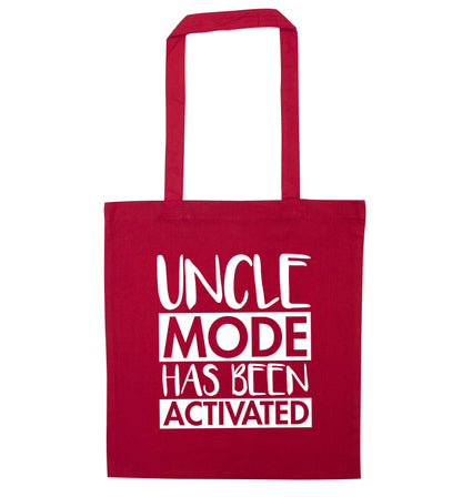 Uncle mode activated red tote bag