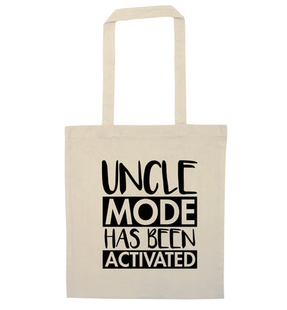 Uncle mode activated natural tote bag
