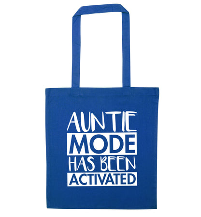 Auntie mode activated blue tote bag
