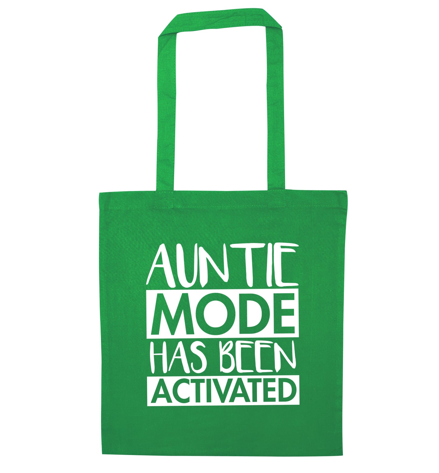 Auntie mode activated green tote bag