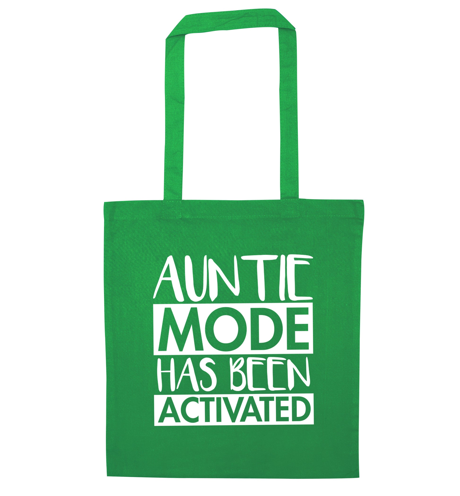Auntie mode activated green tote bag