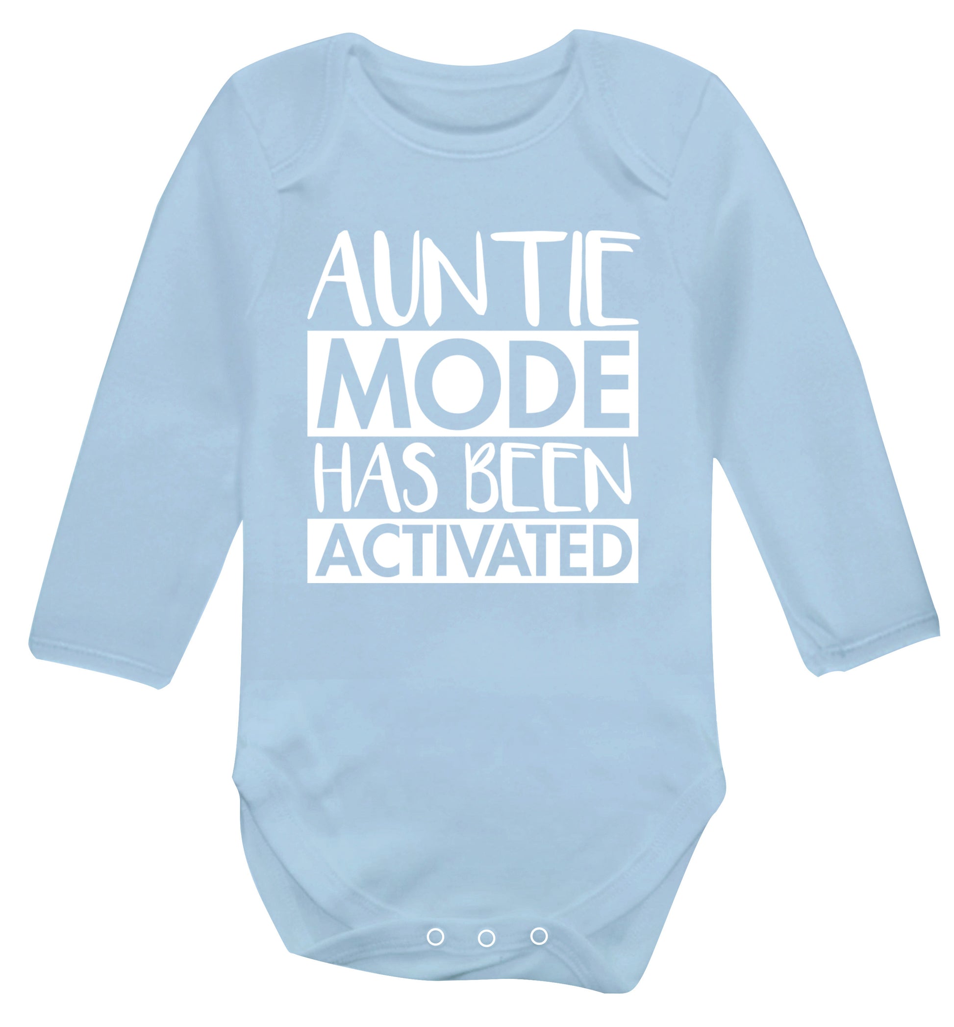 Auntie mode activated Baby Vest long sleeved pale blue 6-12 months