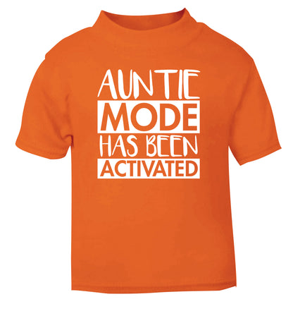Auntie mode activated orange Baby Toddler Tshirt 2 Years