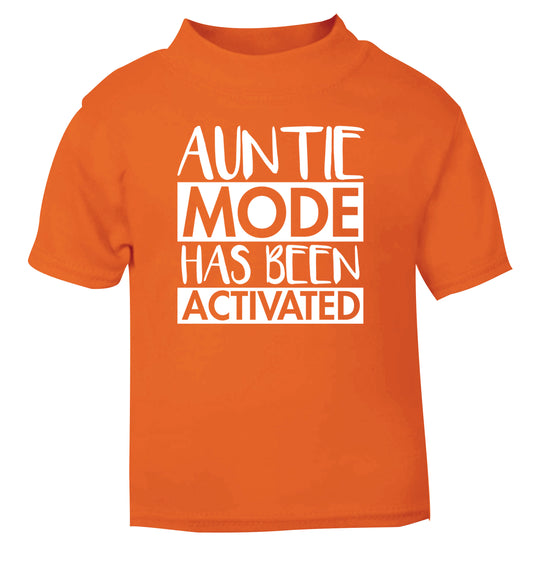 Auntie mode activated orange Baby Toddler Tshirt 2 Years