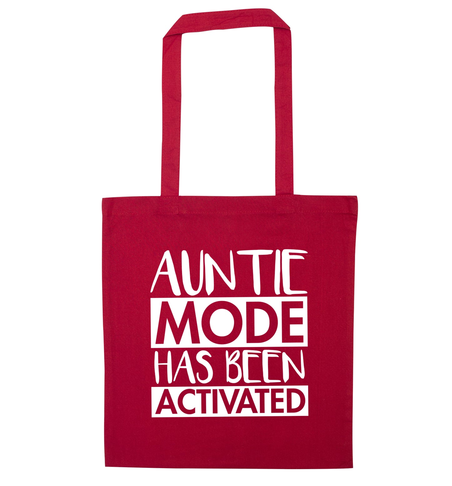 Auntie mode activated red tote bag