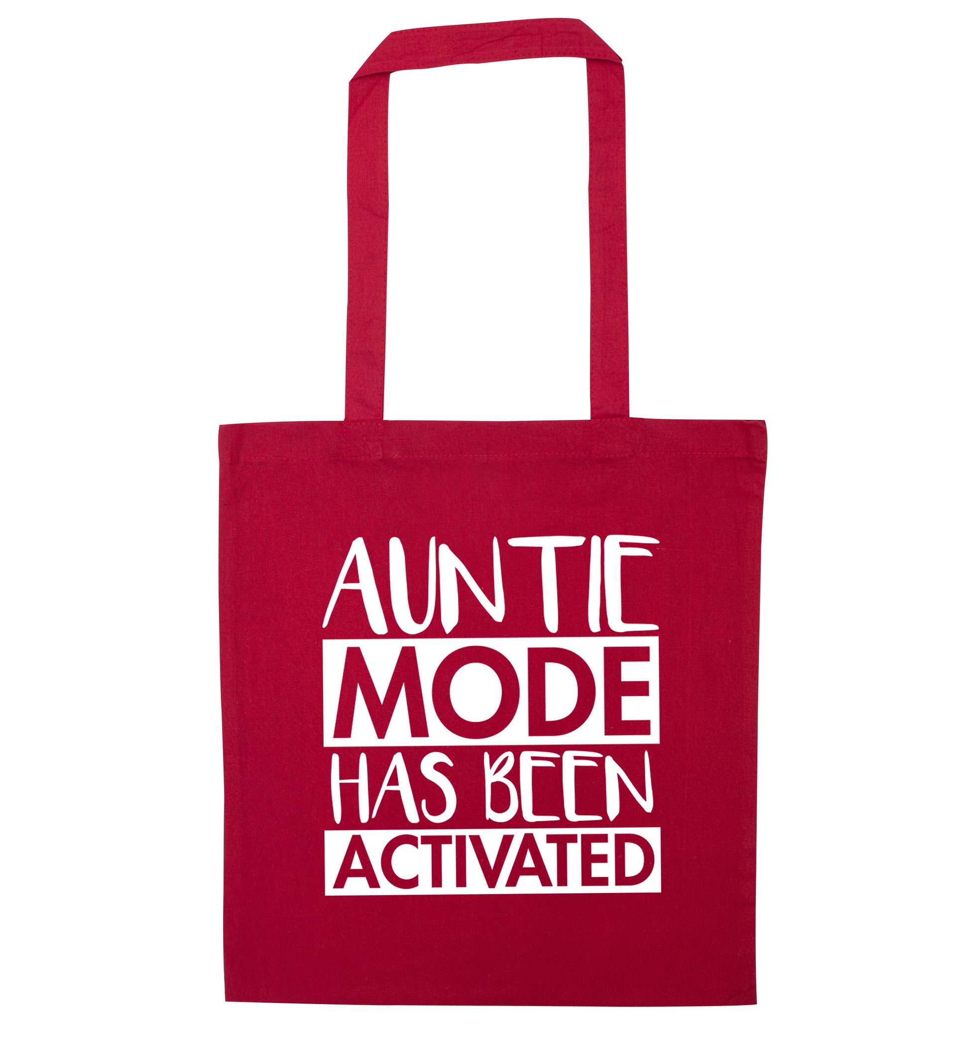 Auntie mode activated red tote bag